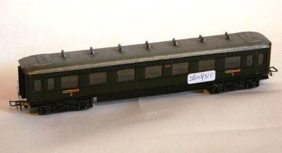 null MÄRKLIN 351/5 (1947) voiture-voyageurs, 2e classe, vert, 22.5cm, "Raucher nich/...