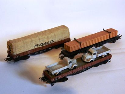 null MÄRKLIN 3 wagons de marchandises, 4 axes, années 1953, 316G, 393C, 391/1

-...