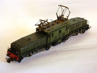 null MÄRKLIN CCS800 31015/6(1954), locomotive crocodile, verte, pantos type 5, attache...