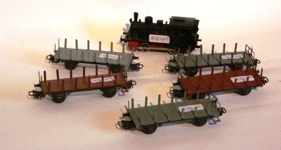 null MÄRKLIN rame ANTEX locotender 020, 2 wagons rangers (un brun et un gris) + 3...