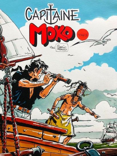 null Stelio Fenzo/Capitaine Moko. Couverture originale illustrant le Capitaine avec...