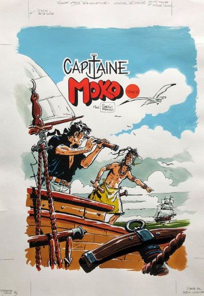 null Stelio Fenzo/Capitaine Moko. Couverture originale illustrant le Capitaine avec...