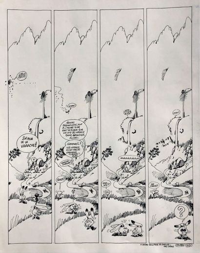 null F'Murr/Le Génie des alpages.  Planche originale n°61 qui illustre le chiens...