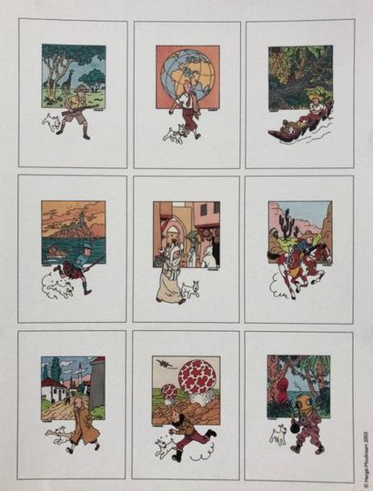 null Hergé/Tintin. Rare portfolio composé de 9 Illustrations inédites. Edité en 2003...