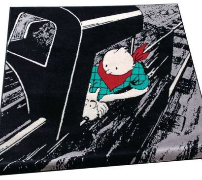 null Hergé/Tintin/Axis. Rare tapis illustrant la case de Tintin dans la locomotive...