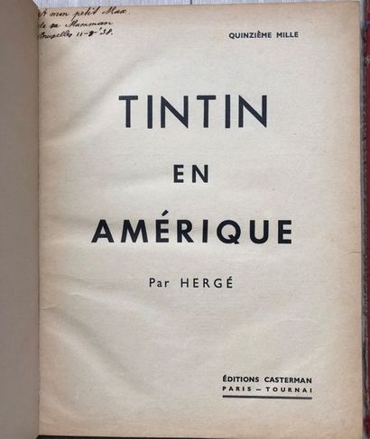 null Hergé/Tintin. Album "Tintin en Amérique" édition N&B de 1937, 15e mille avec...