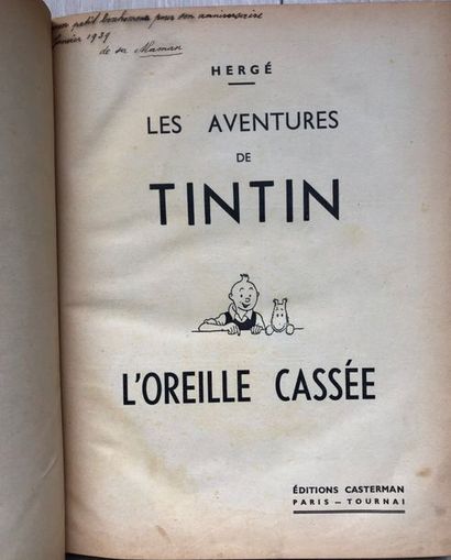 null Hergé/Tintin. Album "L'oreille cassée" édition N&B de 1938 avec 4 HT couleurs....