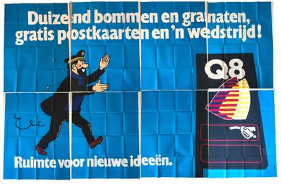 null Hergé/Q8. Affiche publicitaire géante type "bilboard" qui illustre le capitaine...