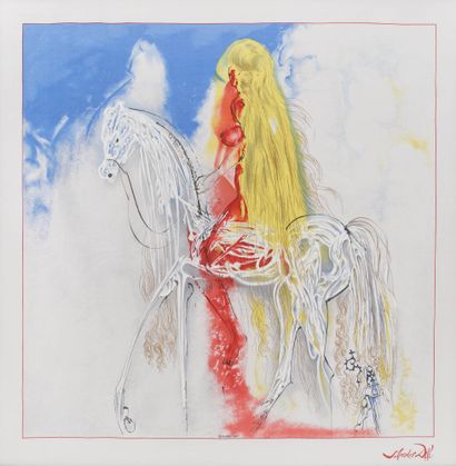 Salvador DALI Salvador Dali, Lady Godiva, screen printing on silk, 75 × 75 cm, signed,... Gazette Drouot