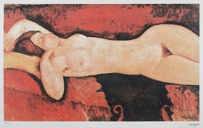 Amedeo Modigliani Amedeo Modigliani, Nu, chromolithographie, 38 × 66 cm, signé, gravé,... Gazette Drouot
