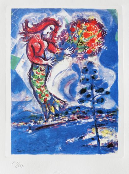 Marc Chagall Marc Chagall, Mermaid and Pine Tree, chromolithographie, 24 × 18 cm,... Gazette Drouot