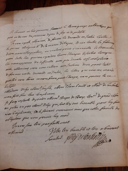 null 3 Lettres : Paris 1764 signé Fredy de Coubertin- Paris 28 mai 1768 signé ? -...