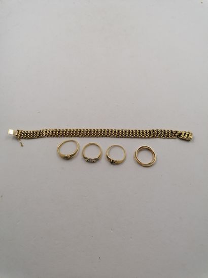 null 1 Bracelet Gold 18kt 11,32 g American mesh 1 Ring Gold 3 tones 18kt 2,70 g 3...