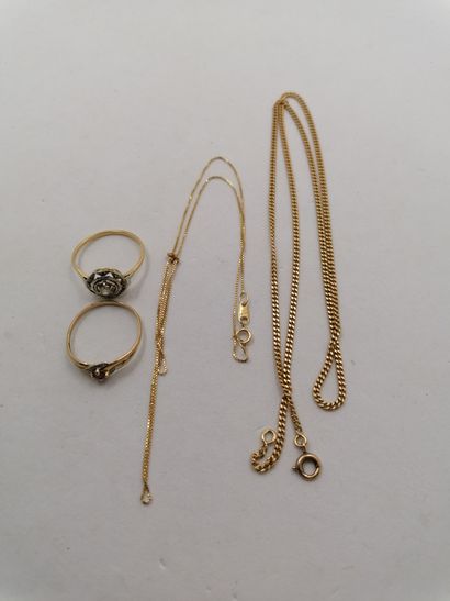 2 Chains Gold 18kt 8,21g 2 Rings Gold and...