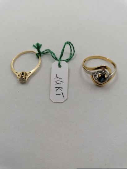 null 1 Ring 2 tones 18kts and stone 2,75 g 1 Solitaire ring 14kt yellow gold and...