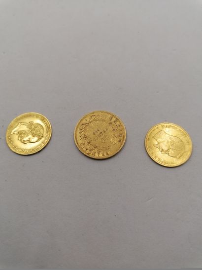 null 1 Gold Coin 900°/oo 3,20 g 10 francs 4 florins 1857 1 Gold Coin 900°/oo 6,41...