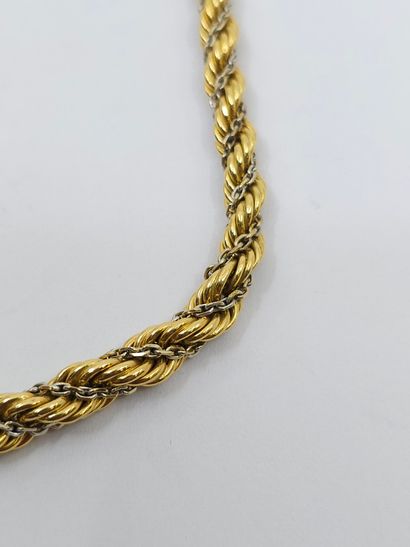 null NECKLACE twisted mesh in two-tone gold 750 
weight : 19,77 g