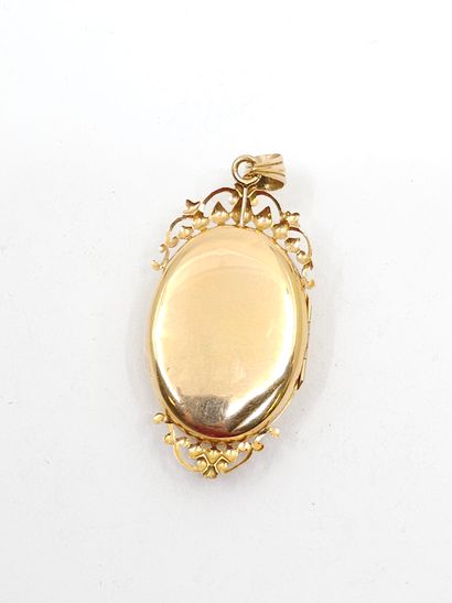 null PENDANT in yellow gold 750° with a flower and pearls 
with its glass inside...