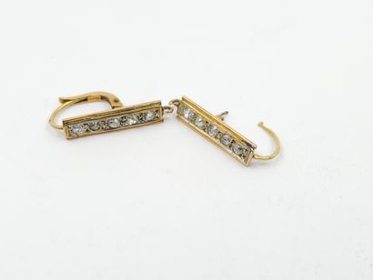 PAIR OF earrings in two-tone gold set with...