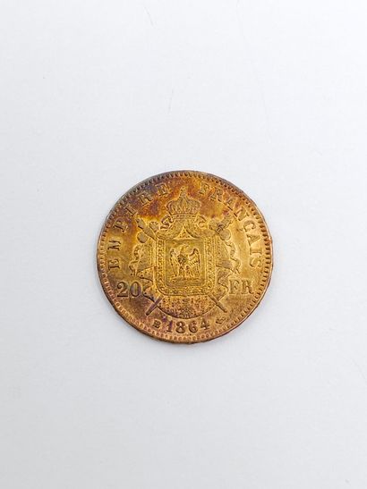PIECE de 20 francs or 1864 BB 
Poids : 6,44...