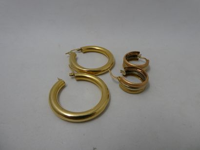 1 Paire boucles Or 3 tons 18kt 3,63g 1 Paire...