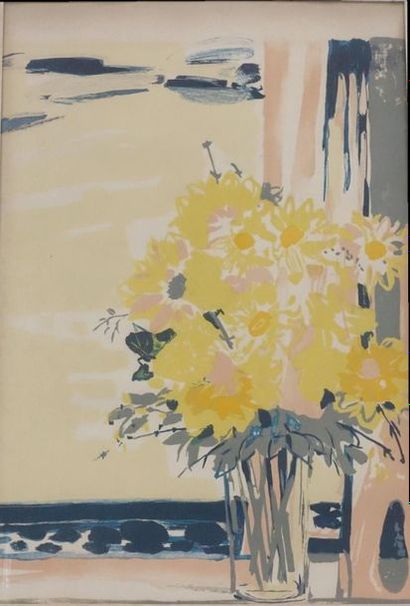 null Attribuée à MICHEL-HENRY (1928-2016).
Bouquet de fleurs jaunes
Lithographie.
Haut....