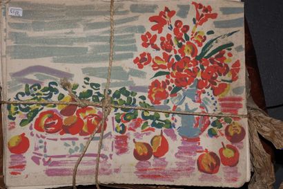 null Maurice SAVREUX (1884-1971).
Nature morte aux fleurs et fruits
Ensemble de lithographies....