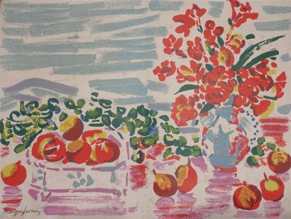 null Maurice SAVREUX (1884-1971).
Nature morte aux fleurs et fruits
Ensemble de lithographies....