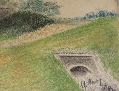 null Antide HENRY (1877-1959).
Paysages verdoyants
Trois pastels sur papier, signés,...