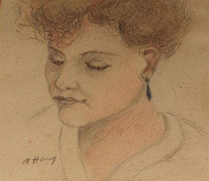 null Antide HENRY (1877-1959).
Portrait de jeune fille
Crayon et pastel sur papier,...