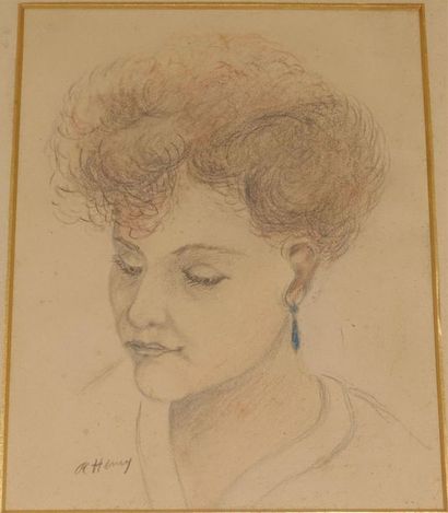 null Antide HENRY (1877-1959).
Portrait de jeune fille
Crayon et pastel sur papier,...