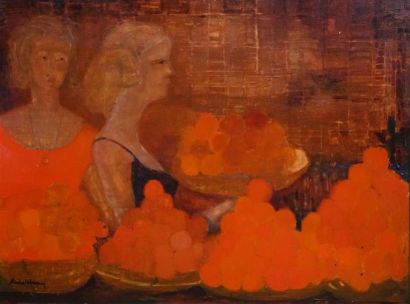 null MICHEL-HENRY (1928-2016).
Marchande d'oranges, 2011
Huile sur toile, signée...