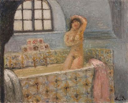 null Pierre DEVAL (1897-1993).
Le bain, à Orvès
Huile sur toile, signée en bas à...