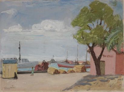 null Pierre DEVAL (1897-1993).
La cabane de la douane, dans le port marchand de Toulon...