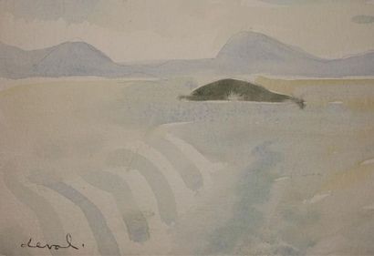 null Pierre DEVAL (1897-1993).
Norvège, la Baleine, 1925
Aquarelle, signée en bas...