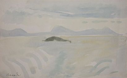 null Pierre DEVAL (1897-1993).
Norvège, la Baleine, 1925
Aquarelle, signée en bas...