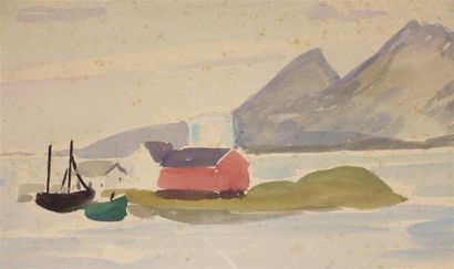 null Pierre DEVAL (1897-1993).
Les îles Lofoten, Norvège, 1925
Aquarelle, signée...