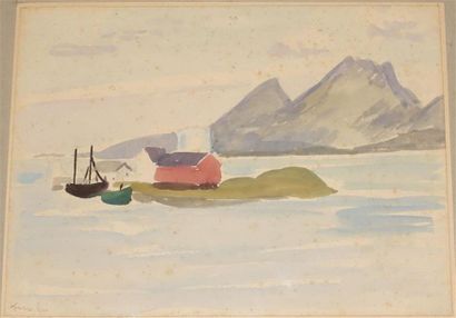null Pierre DEVAL (1897-1993).
Les îles Lofoten, Norvège, 1925
Aquarelle, signée...