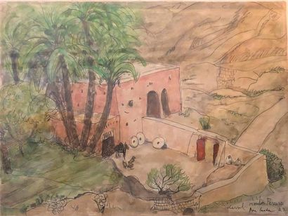 null Pierre DEVAL (1897-1993).
Moulin Ferrero, Bou-Saada, 1923
Aquarelle, signée,...