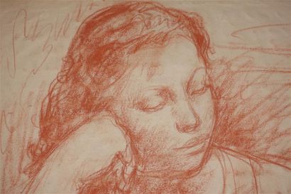 null Pierre DEVAL (1897-1993).
Portrait de jeune fille
Dessin à la sanguine, signé...