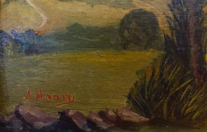 null Antide HENRY (1877-1959).
Paysage arboré
Huile sur carton, signée en bas à gauche.
Haut....