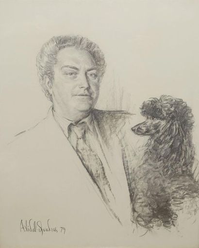 null Alejo VIDAL-QUADRAS (1919-1995).
Portrait de Michel-Henry avec son chien
Dessin...