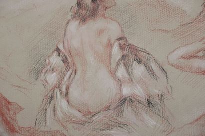 null Yves DIEY (1892-1984).
Études de nu féminin.
Dessin à la sanguine, craie blanche...