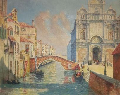 null Attribuée à Hendricus BERN-KLENE (1870-1930).
Scuola San Rocco à Venise.
Huile...