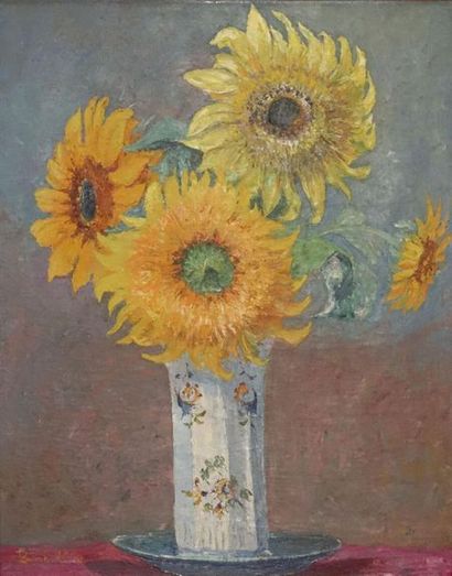 null Hendricus BERN-KLENE (1870-1930).
Fleurs. 
Huile sur toile, signée en bas à...