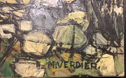 null Maurice VERDIER (1919-2003).
Cour de maison.
Huile sur toile, signée M. VERDIER...