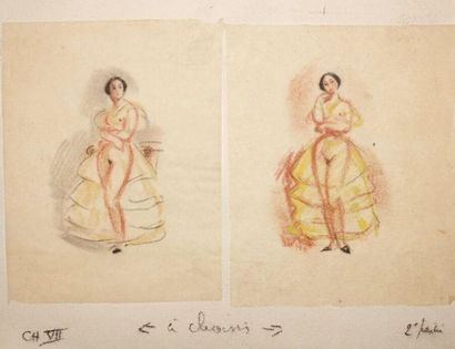 null Henriette BELLAIR (1904-1963).
Ensemble de treize dessins sur calque : femmes,...