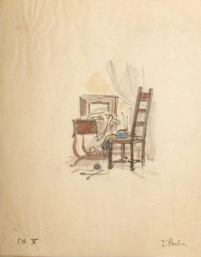 null Henriette BELLAIR (1904-1963).
Ensemble de treize dessins sur calque : femmes,...