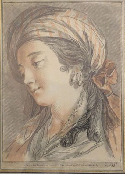 null D'après LE PRINCE.
Portrait de femme au turban.
Gravure de Demarteau d'après...