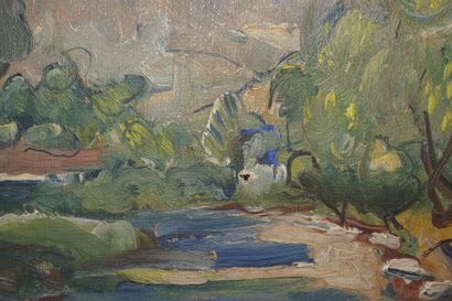 null Maurice SAVREUX (1884-1971).
Paysage provençal.
Huile sur toile, signée en bas...